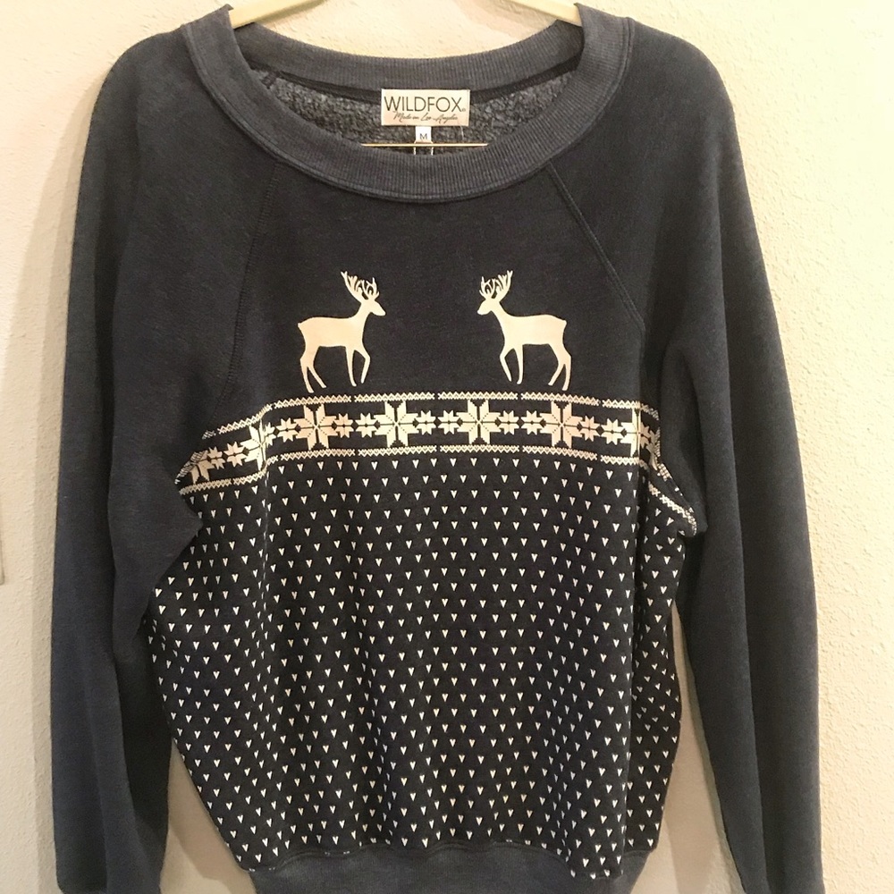Wildfox Snow Deer Sweatshirt, Medium, NWT